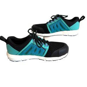 Timberland PRO Radius Womens 7.5 M Black Teal Comp Toe Work Sneakers Breathable